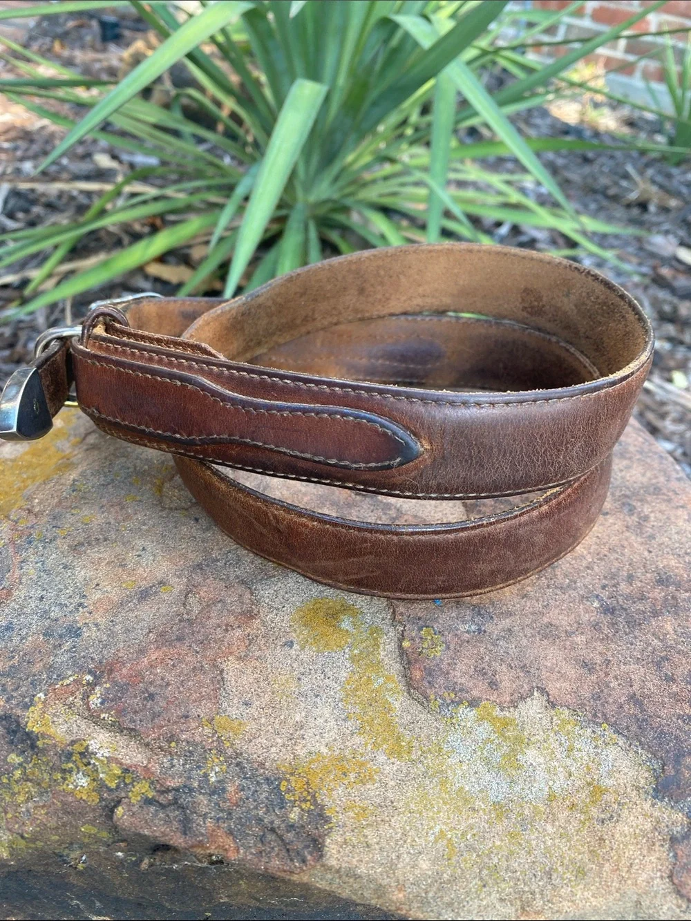 Unisex Brown Leather RANGER Belt with Solid Brass Buckle